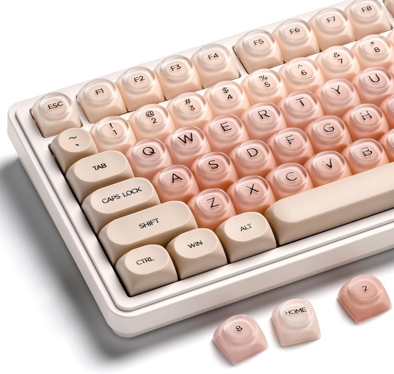 OHY PBT Keycaps, XVX Pink Jelly Foundation HOA Profile, 132-Key Cute Custom Keycaps (for Mechanical Keyboards with Cherry/Gateron MX Switches)-Flesh Pink - Image 1